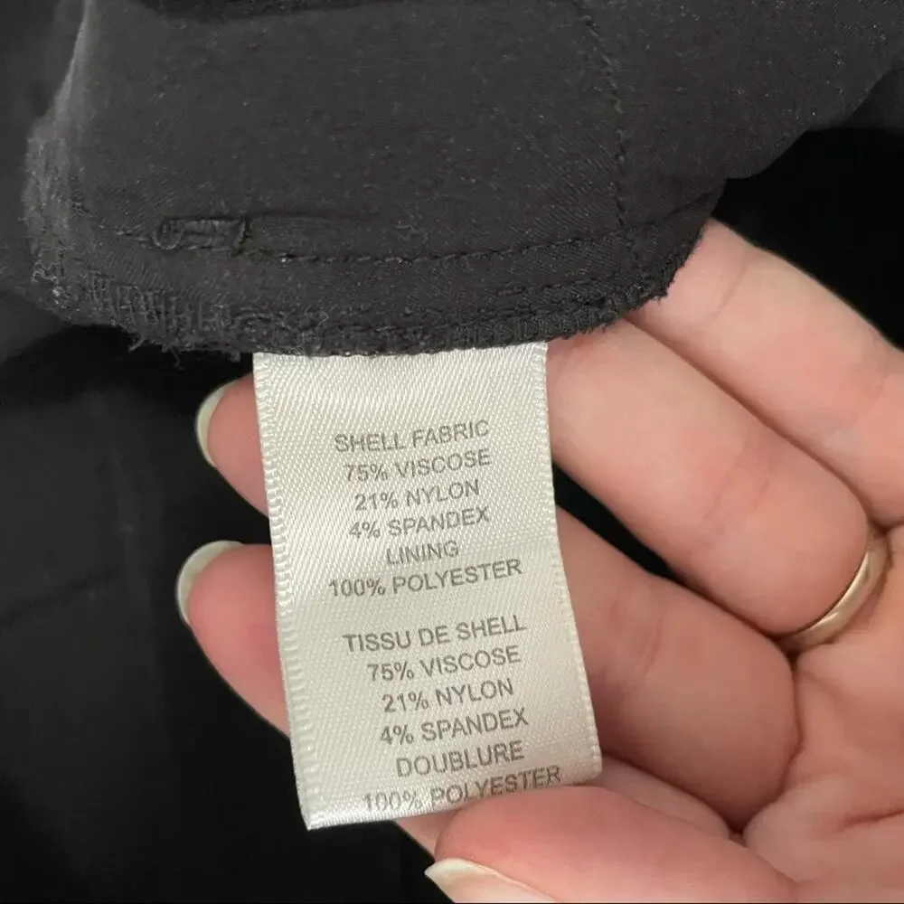 Rebecca Taylor black twill pants skinny zipper waist band size 0